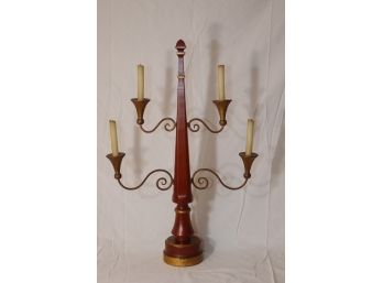 Vintage Painted Wooden  4 Candle Candelabra