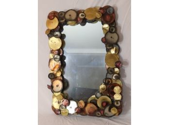 Vintage Hanging Wall Mirror With Metal Circles Brutalist Modern Look!