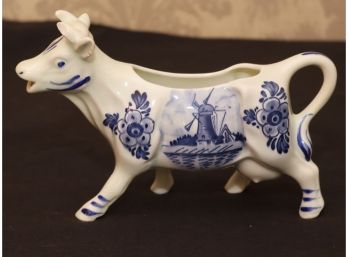 Vintage Ceramic DBL Delft Porcelain Glazed Cow Milk Creamer