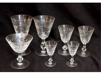 Variety Of Vintage Crystal Glasses Wine Cordial Champagne