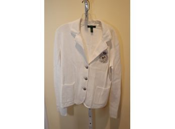 Lauren By Ralph LaurenWhite Jacket Blazer Coat  With Crest Size L (CL-30)