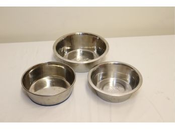 Set Of 3 Stainless Steel Dog Bowls