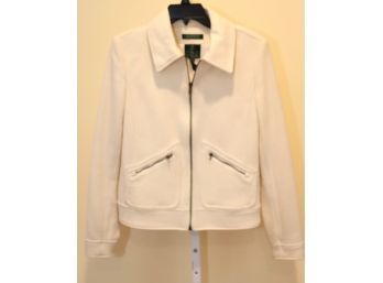 Lauren By Ralph Lauren White Zip Up Jacket Coat  (2C-5)