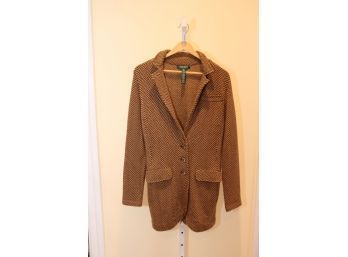 Herringbone Tweed Lauren By Ralph Lauren Long Jacket Blazer Coat  Size PM (CL-29)