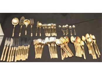 Gold Service For 12 Oxford Hall Stainless Flatware