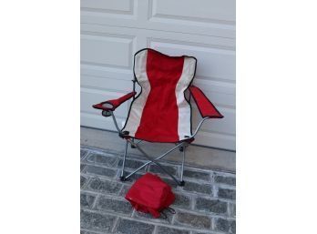 Red/ White Folding Chair With Storage Bag