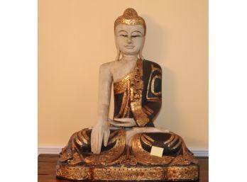 Vintage Carved Wood Buddha 30' Tall