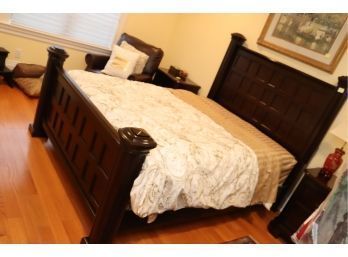 Wood Frame Queen Size Bed With Beautyrest Recharge Pillow Top Mattress