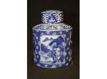 Blue And White Chinese Covered Porcelain Jar