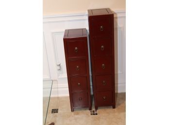 Pair Of Wooden DVD/ CD Storage Chest Of Drawers Cabinets