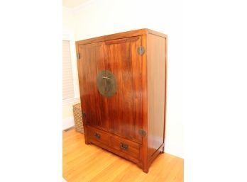 Wooden Chinese Armoire 2 Door Storage Cabinet With 2 Drawers