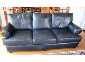 ARHAUS Hadley Black Leather Sofa 89' Couch