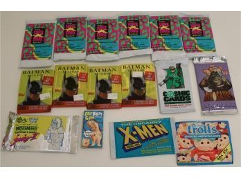 Assorted NEW IN PACKAGE Vintage Collector Trading Cards Batman, DC, Wrestlemania, Super Stars   (J-19)