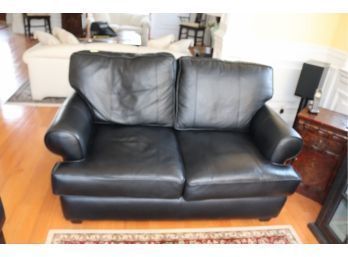 ARHAUS Hadley Black Leather Love Seat Couch