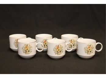 Set Of 6 Floral Tea Coffee Cups