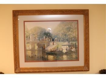 Gold Framed 'BOSTON PUBLIC GARDEN' BY AMERICAN IMPRESSIONIST, J. C. TERELAK. 85