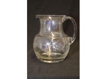 Vintage Etched Glass Water Pitcher