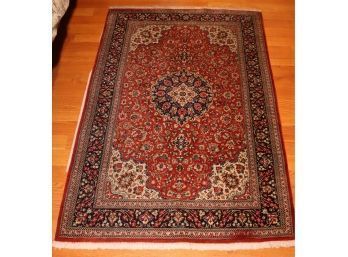 Vintage Iranian Shah Abbasi Medallion 100 Super Fine Silk Carpet Rug  W/ Coa