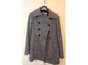 GUESS Grey/ Black Tweed Jacket Coat Size M(CL-38)