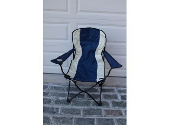 Blue/ White Folding Chair With Storage Bag