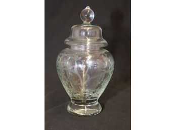 Vintage Etched Glass Ginger Jar