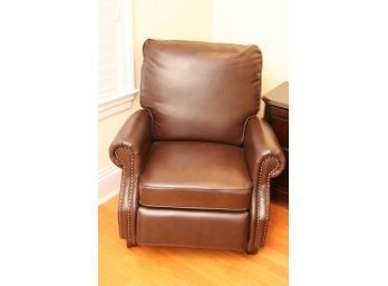 Brown Leather Recliner With Nailhead Detail