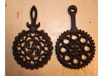 Vintage Pair Of Cast Sad Iron Trivets Rests