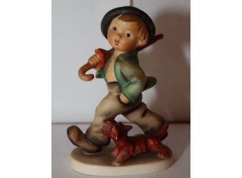 Vintage TMK-3 Hummel Goebel 'Strolling Along' Porcelain Boy W/ Dog Figurine