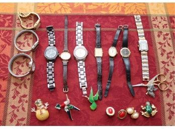 Vintage Wristwatch And Costume Jewlery Lot