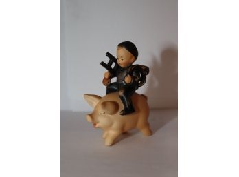 Vintage Hummel Little Boy Riding A Pig With Ladder Ceramic Figurine TMK5