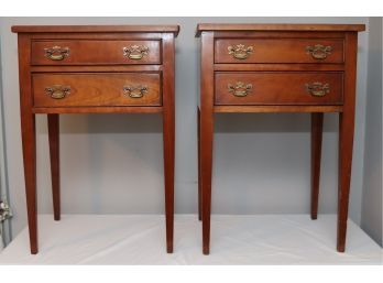 Vintage 1955 Pair Of Stickley Cherry Valley Night Stands With Brass Hardware   (S-10)