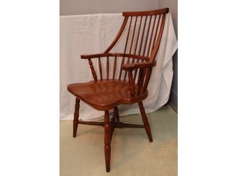 Vintage Cherry Double Spindle Back Wood Arm Chair  (S-4)