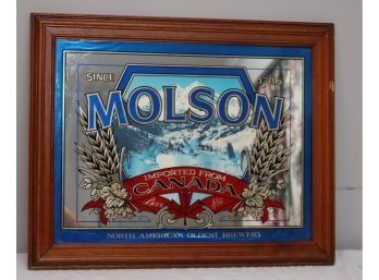 Vintage Molson Wood Framed Bar Beer Beeco Mirror   (B-14)