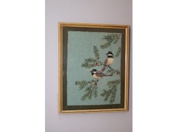 Vintage Framed Blacked Capped Chickadee Framed Picture  (S-8)