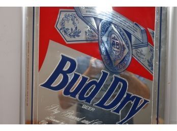 RARE Bud Dry Beer Bar Mirror Budweiser Anheuser-busch Beeco  (B-12)