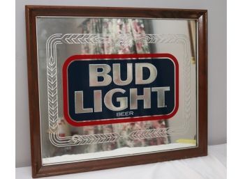 Vintage 1986 Bud Light Bar Mirrored Sign Anheuser-Busch   (b-10)