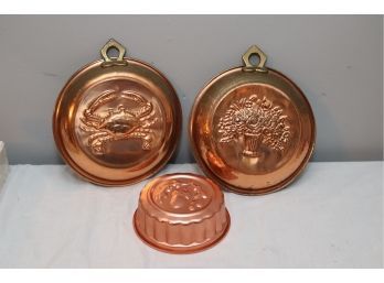 Vintage Copper Wall Decor Baking Pans