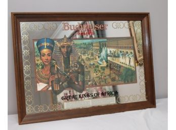 RARE Budweiser 'KINGS OF AFRICA' Beer Sign Mirror Akhenaton Pharoah Of Egypt  (B-15)