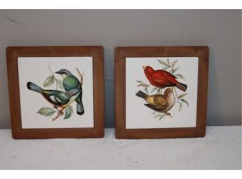 Lot Of 2 Framed Bird Ceramic Tiles   (BL-4)