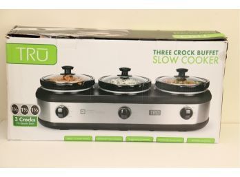 TRU Three Crock Buffet Slow Cooker BS-318LR NEW IN BOX