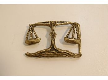 Vintage Brass 1976 Libra Scale Belt Buckle