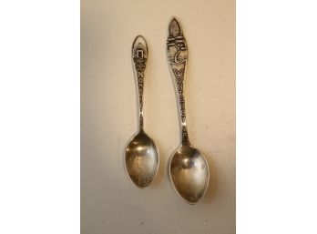 Pair Of Vintage Sterling Silver Travel Souvenir Spoons Montere, Ca & St. Augustine, FL