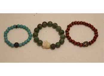 Set Of 3 Beaded Buddha Bracelets (J-8)