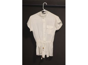 White Gucci Shirt Wood Beads Sz. L Made In Italy