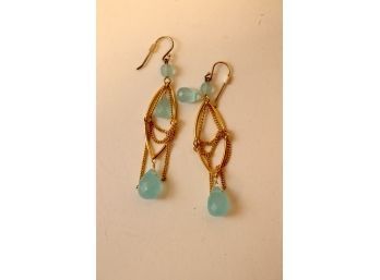 Cute Hanging Pierced Gold Tone Earrings (AGS-12)