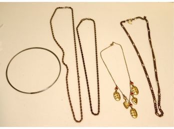 Vintage Necklace Lot Rope Chains, Silver String Choker, Link. (n-4)