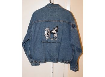 Vintage DISNEY International Denim Jacket Steamboat Mickey Walt Disney Art Classic Size Xl