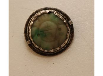 Antique Sterling And Jade Brooch