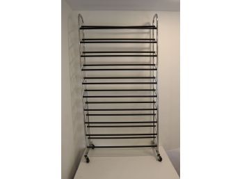 Tall Chrome Rolling Shoe Storage Rack