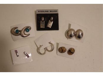 6 Pairs Sterling Silver Earring Lot  (JS-1)